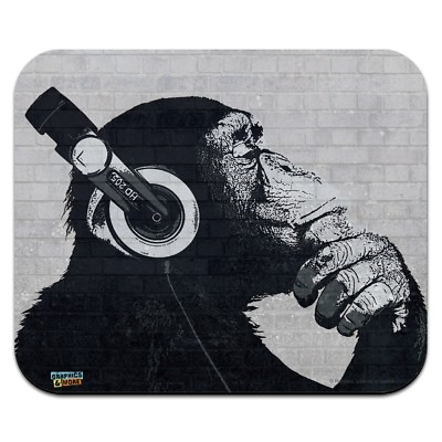 #ad Headphone Chimp Monkey Wall Low Profile Thin Mouse Pad Mousepad