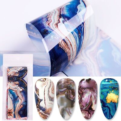 #ad Nail Transfer Foil Marble Retro Pattern Nail Art Decals Diy Stickers 10 Sheets