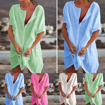 #ad New Women Summer Swimwear Beachwear Bikini Beach Shirt Cover Up Dress Tunic Tops