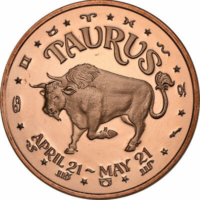 #ad 1 oz Copper Round Taurus $2.75