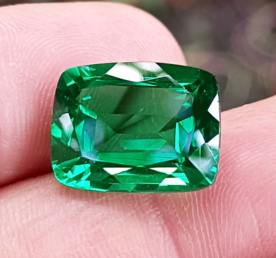 #ad Flawless Natural 12 Ct Green Emerald Cushion Cut Loose Gemstone