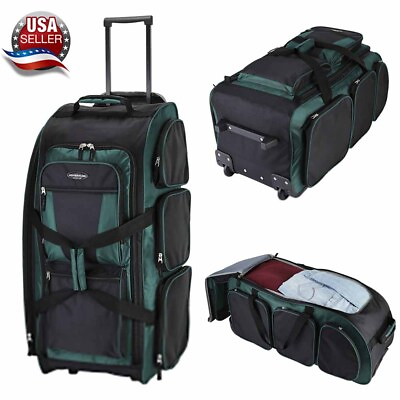 #ad 30quot; Rolling Duffel Bags Luggage Upright Multi Pocket Overnight Bag Carry Handle