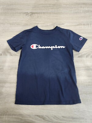 #ad Champion Boy#x27;s T Shirt Kid#x27;s Medium Navy Blue Centered Logo Fresh