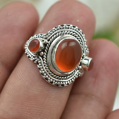 #ad Top Quality Carnelian Gemstone Ring 925 Sterling Silver Ring Minimalist Ring