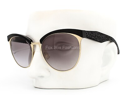 #ad Miu Miu SMU 54Q 1AB 3E2 Sunglasses Black amp; Gold w Black Crystals w case