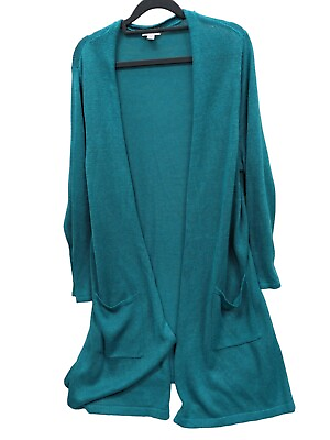 #ad J Jill Long Cardigan Sweater Women Plus size 1X Open Front Linen Blend Duster