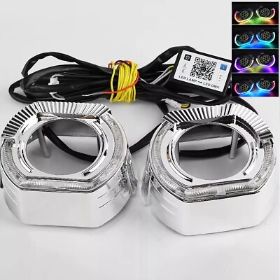 #ad 2.5 inch RGB led angle eyes shrouds for xenon led projector lens turning signal