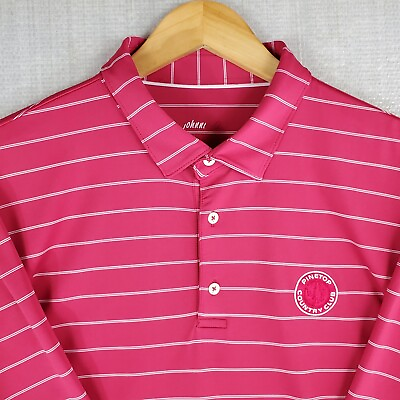 #ad JOHNNIE O x PINETOP CC Size XL Mens Berry Striped Performance Polo Shirt Golf