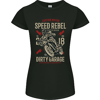 #ad Biker Speed Rebel Motorbike Motorcycle Womens Petite Cut T Shirt