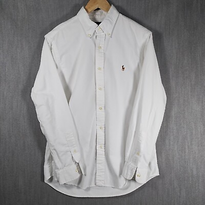 #ad Ralph Lauren Shirt Mens Medium Classic Fit White Oxford Cotton Button Down