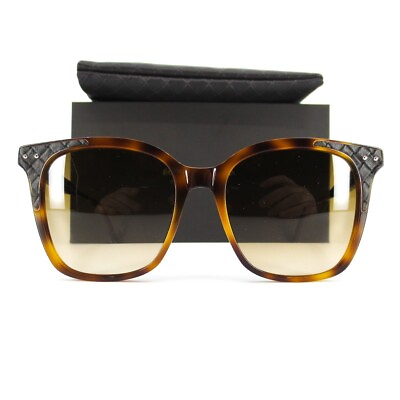 #ad Bottega Veneta Sunglasses BV0118S 002 Leather Brown Tortoise 52 18 145