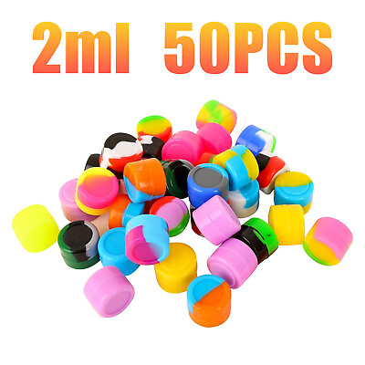 #ad 50pcs 2ml Silicone Container Jar Non Stick Mixed colors Round Wholesale lot