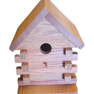 #ad Log Cabin Bird House Hand Crafted 10quot; Oak Finished