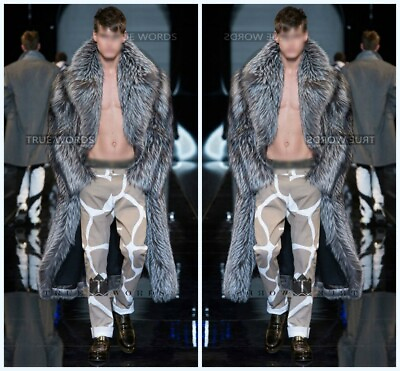 #ad Winter Men#x27;s Faux Mink Fur Jacket Outwear Parka Full Length Thick Overcoat Warm