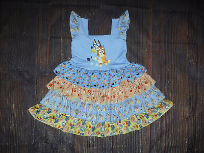 #ad NEW Boutique Bluey Girls Sleeveless Ruffle Twirl Dress