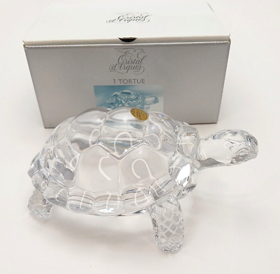 #ad Cristal d#x27;Arques Genuine 24% PbO Lead Crystal Turtle France Tortoise Figurine