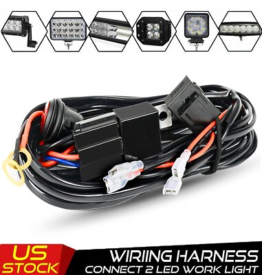 #ad Wiring Harness Switch Relay Kit for 4WD ATV Connect 2 LED Work Driving Light Bar