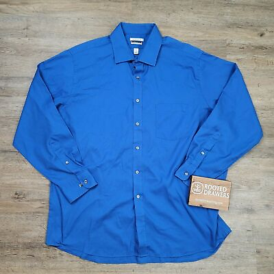 #ad Van Heusen Flex Collar Regular Fit Button Up Shirt Blue Solid Long Sleeve Mens