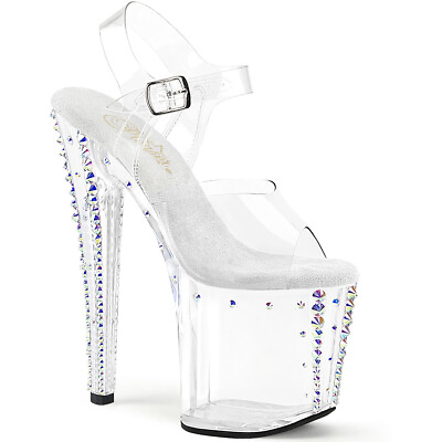 #ad Pleaser 8quot; Heel Rhinestone Studded Ankle Strap Sandals Women Enchant 708Rs 02