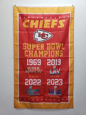 #ad Kansas City Chiefs Super Bowl Championship Banner 5ftx3ft Flag Banner NFL 🔥🔥