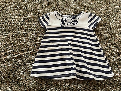 #ad Nannette Baby Girls Blue amp; White Striped Dress 12M