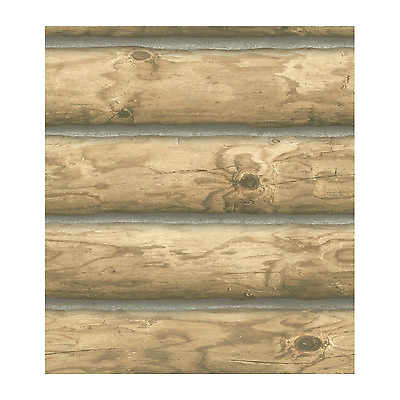 #ad Lake Forest Lodge Rustic 3 D Mountain Logs Cabin Sure Strip Wallpaper CH7977 $34.73