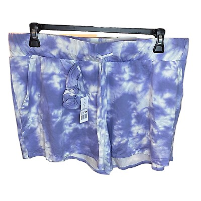 #ad Wildfox Pajama Shorts Drawstring Smokey Blue Tie Dye Womens Size XL Extra Large