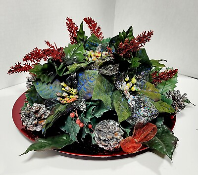 #ad Centerpiece Christmas Design Charger With Christmas Greens