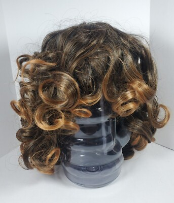 #ad Queens Choice Wig Brown Curly Highlights Synthetic Hair Women#x27;s Hair