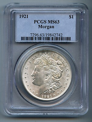 #ad 1921 Morgan Silver Dollar PCGS MS 63 $65.00