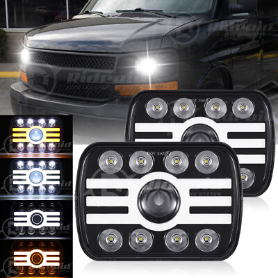 #ad Pair 7X6 5x7 LED Headlight Hi Lo Beam For Chevy Express Cargo Van 1500 3500 2500