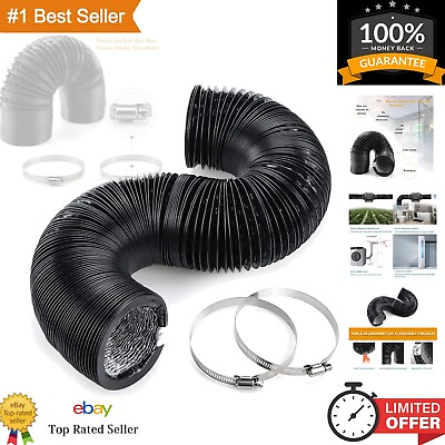 #ad Flexible 4 Inch Air Aluminum Ducting Vent Hose Black Thick Layer Non Insulate...