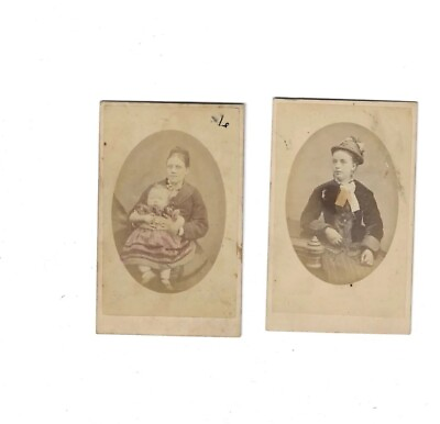 #ad Carte De Visite Antique Photographs Lovely Ladies Set Of 2 Albumen Prints 1860#x27;s