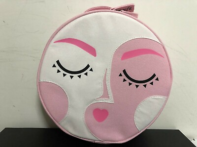 #ad Benefit Brow Skincare Makeup Beauty Round Gift Travel Case Fabric Bag Pink