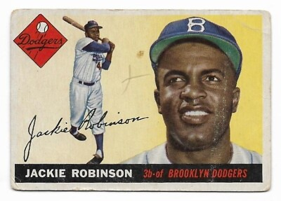 #ad JACKIE ROBINSON 1955 Topps #50 Brooklyn Dodgers VG Vintage Box Find 🔥⚾🔥