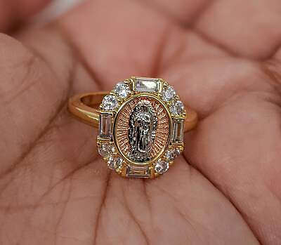 #ad Gold Plated Virgin Mary Ring Jewelry Women Oro Virgen Señora de Guadalupe Anillo