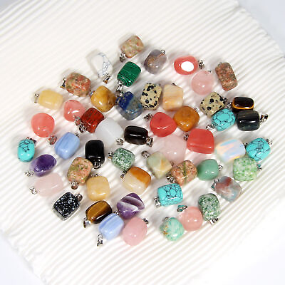 #ad 50pcs lot Wholesale Assorted Natural Irregular stone Pendants for Jewellery