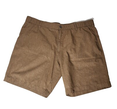 #ad Swiss Tech Men#x27;s Comfort Waist 10quot; Inseam Flat Front Brown Outdoor Shorts 42