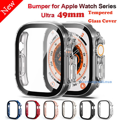 #ad Hard Case For Apple Watch Ultra Ultra 2 49 Tempered Glass Screen Protector Cover $7.99