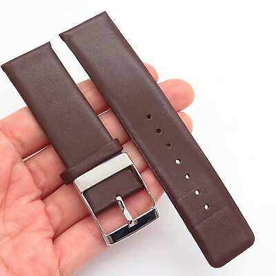 #ad 22mm Brown Genuine Leather Classic Design Watch Band Strap