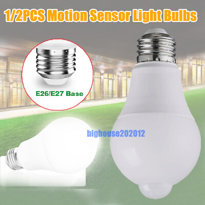 #ad 1 2PCS PIR Motion Sensor Light Bulbs E27 LED Lamp Infrared Auto Energy Saving