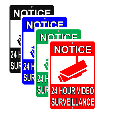 #ad Notice 24 Hour Video Surveillance Outdoor Property Safety Aluminum Metal Sign
