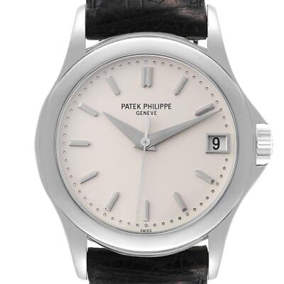 #ad Patek Philippe Calatrava 18k White Gold Silver Dial Mens Watch 5107 Box Papers