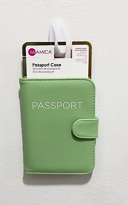 #ad NEW: Miamica Green Faux Leather Passport amp; ID Case Travel Case
