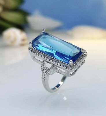 #ad Beautiy Emory Rose Zircon Lite Sapphire Ring Size 8