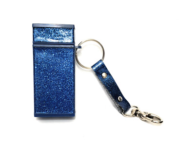#ad Blue Glitter Portable Mini Pocket Ashtray Keychain with Handy Clip