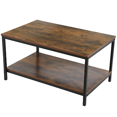 #ad Multifunctional Coffee Table Shelf Storage Drawer Metal Feet Retro Style Indoor