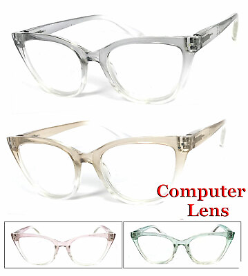 #ad Cat Eye Computer Glasses Anti Blue Light Blocking Lens 2 Tone Frame Spring Arms