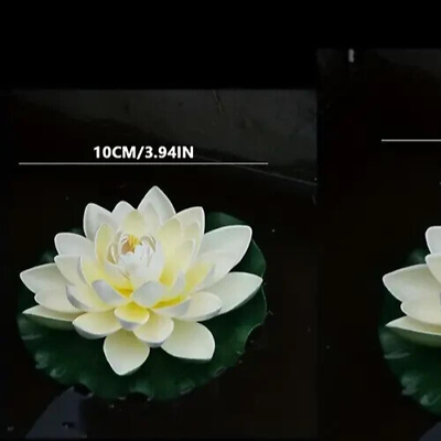 #ad NEW Artificial Fake Lotus Floral Leaf Flower Water Lily Floating Decor WHITE 4quot;