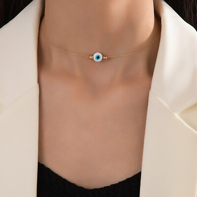 #ad Demon Eye Pendant Short Necklace Collar Chain Neckchain Female